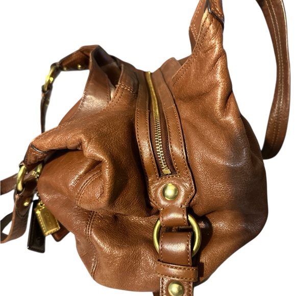 Coach vintage madison maggie y2k hobo Tan Leather Shoulder Bag gold accents 3 t - Picture 4 of 15